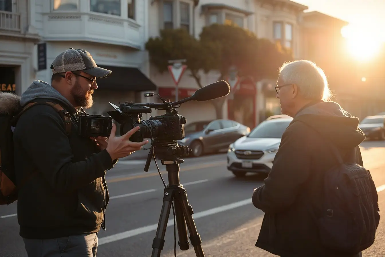 On-location video shoot on a San Francisco street